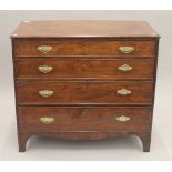 A George III mahogany chest of drawers. 91.5 cm wide.