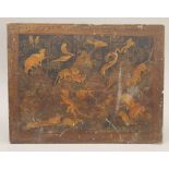 An 18th/19th century Persian painting on board depicting various jungle animals,