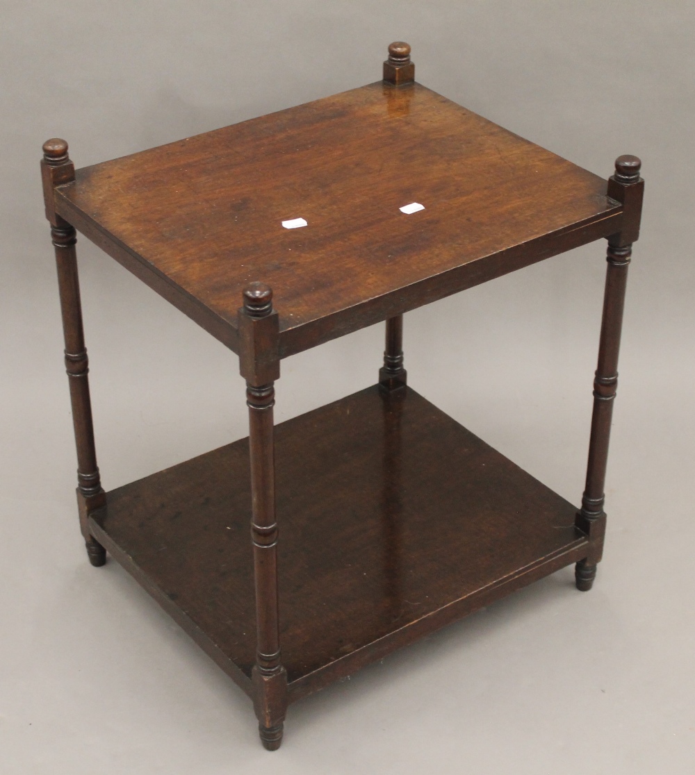 A 19th century mahogany two tier whatnot. 59.5 cm high. - Image 4 of 7