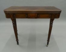 A Victorian mahogany tea table. 91.5 cm wide.