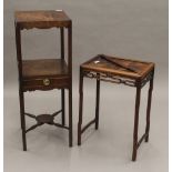 A 19th century nightstand and a Chinese side table. The former 84 cm high.