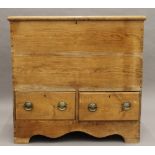 A 19th century pine mule chest. 90.5 cm wide.