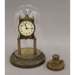A Gustav Becker torsion anniversary clock. 27.5 cm high.