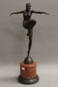 An Art Deco style bronze figure. 55 cm high.