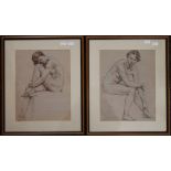 A pair of vintage pen and ink female nude studies and a large study of a female signed 'Orpen',