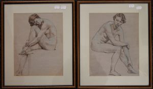 A pair of vintage pen and ink female nude studies and a large study of a female signed 'Orpen',