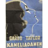 A 1950s Danish film poster, entitled Kameliadamen, starring Greta Garbo and Robert Taylor. 61.