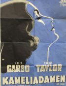 A 1950s Danish film poster, entitled Kameliadamen, starring Greta Garbo and Robert Taylor. 61.