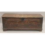 A 19th century elm coffer. 146 cm wide.