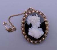 An unmarked cameo pendant/brooch. 3.5 cm high.