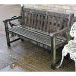 A wooden garden bench