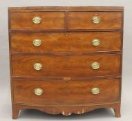 A 19th century mahogany bow front chest of drawers. 107 cm wide.