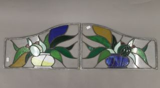 Two stained glass panels. Each 49 cm long.