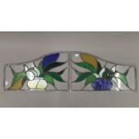 Two stained glass panels. Each 49 cm long.