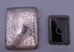 A silver cigarette case; together with a silver and tortoiseshell vesta case. The former 8.