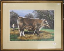 LINDA RAMSAY, Old English Breed Ox, watercolour, signed with initials and dated 87,