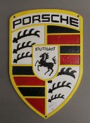 A Porsche metal sign. 19.5 cm wide.