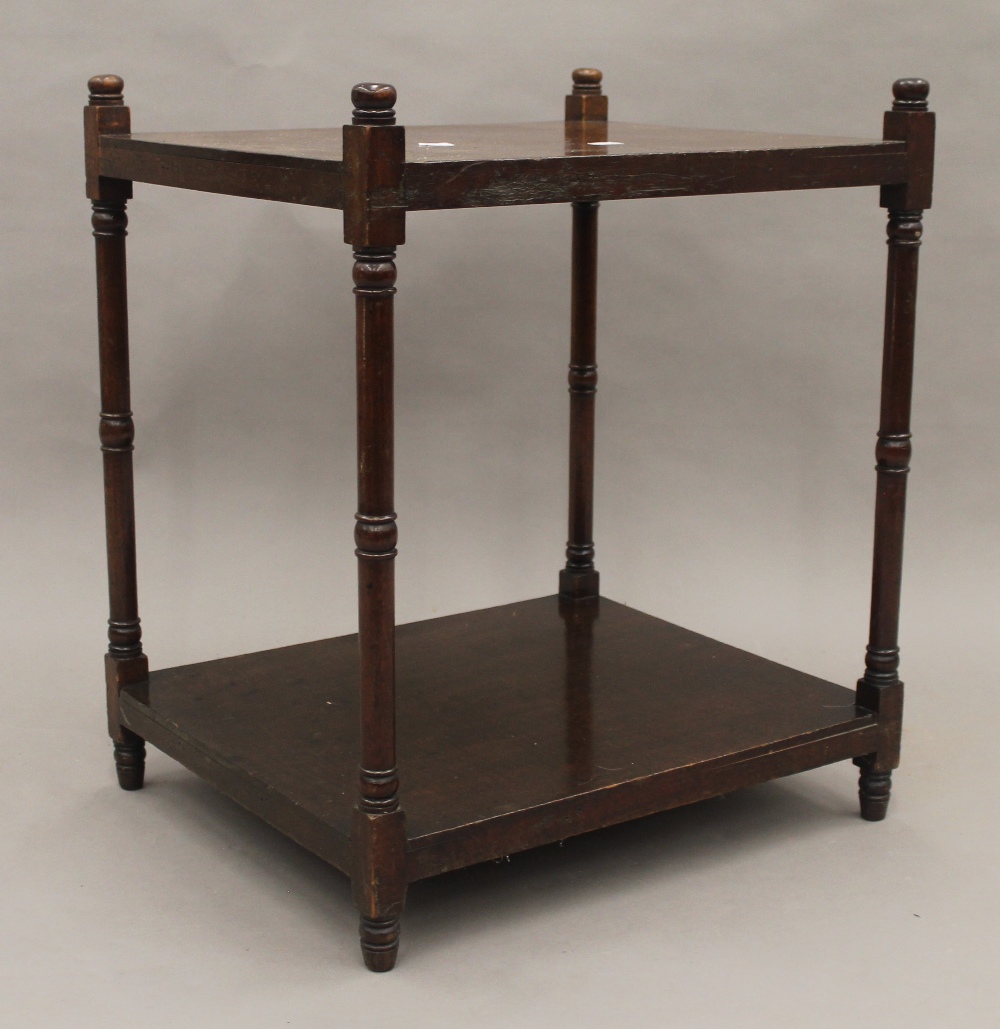 A 19th century mahogany two tier whatnot. 59.5 cm high. - Image 3 of 7