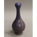 A small Chinese purple garlic neck vase. 17 cm high.