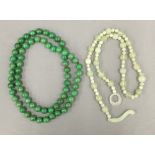 Two bead necklaces. The largest 82 cm long.