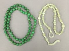 Two bead necklaces. The largest 82 cm long.