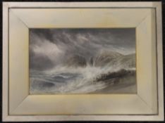 G L HALL, Crashing Waves, watercolour, signed, framed and glazed. 46 x 29 cm.