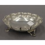 A silver pierced dish. 13 cm diameter. 3.1 troy ounces.