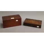 A 19th century mahogany collection box and a rosewood cased drawing set. The former 24 cm wide.