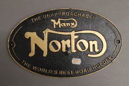 A Norton metal sign. 32.5 cm wide.