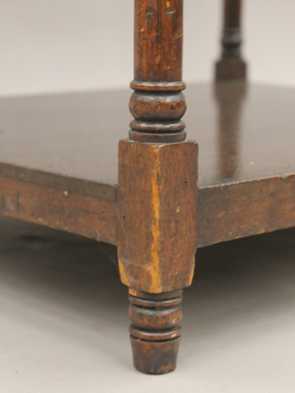 A 19th century mahogany two tier whatnot. 59.5 cm high. - Image 7 of 7