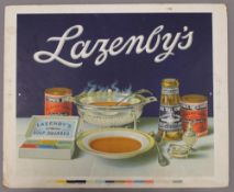 A Lazenby's advertising showcard. 42 x 34 cm.