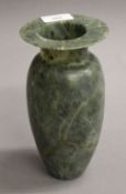 A spinach green hardstone vase. 20.5 cm high.