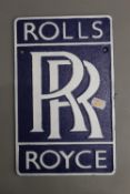 A Rolls Royce metal sign. 18 cm wide.