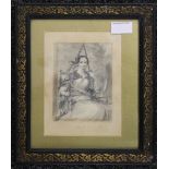 H MARTIN, a pencil drawing of a lady, dated 1845, framed and glazed. 10 x 14 cm.