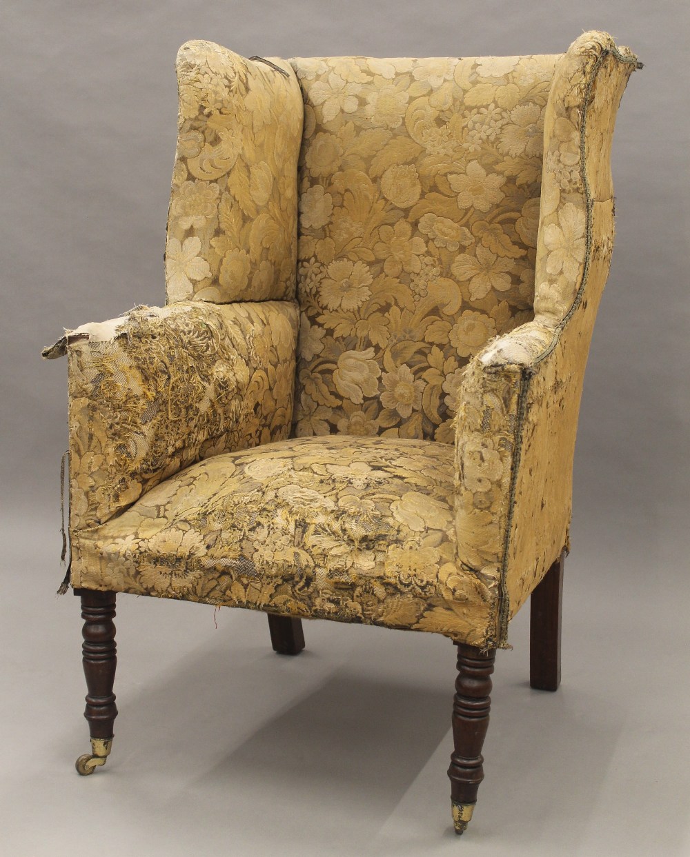 A 19th century upholstered wing back armchair. 73 cm wide. - Image 5 of 8