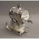 A silver plated bear barrel. 19 cm high.