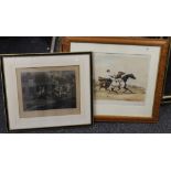 The First Steeplechase on Record, four 19th century prints and another.