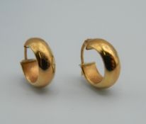 A pair of 9 ct gold earrings, boxed. 2.3 grammes.