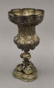A silver plated chalice. 21 cm high.