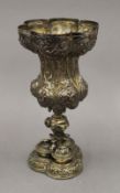 A silver plated chalice. 21 cm high.