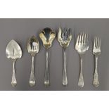 A quantity of sterling silver flatware, including Tiffany & Co. The largest 26.5 cm long. 19.