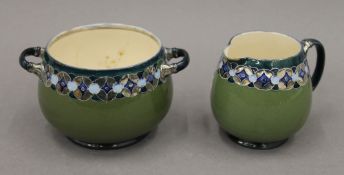 A Macintyre cream jug and sugar bowl. The latter 12.5 cm wide.