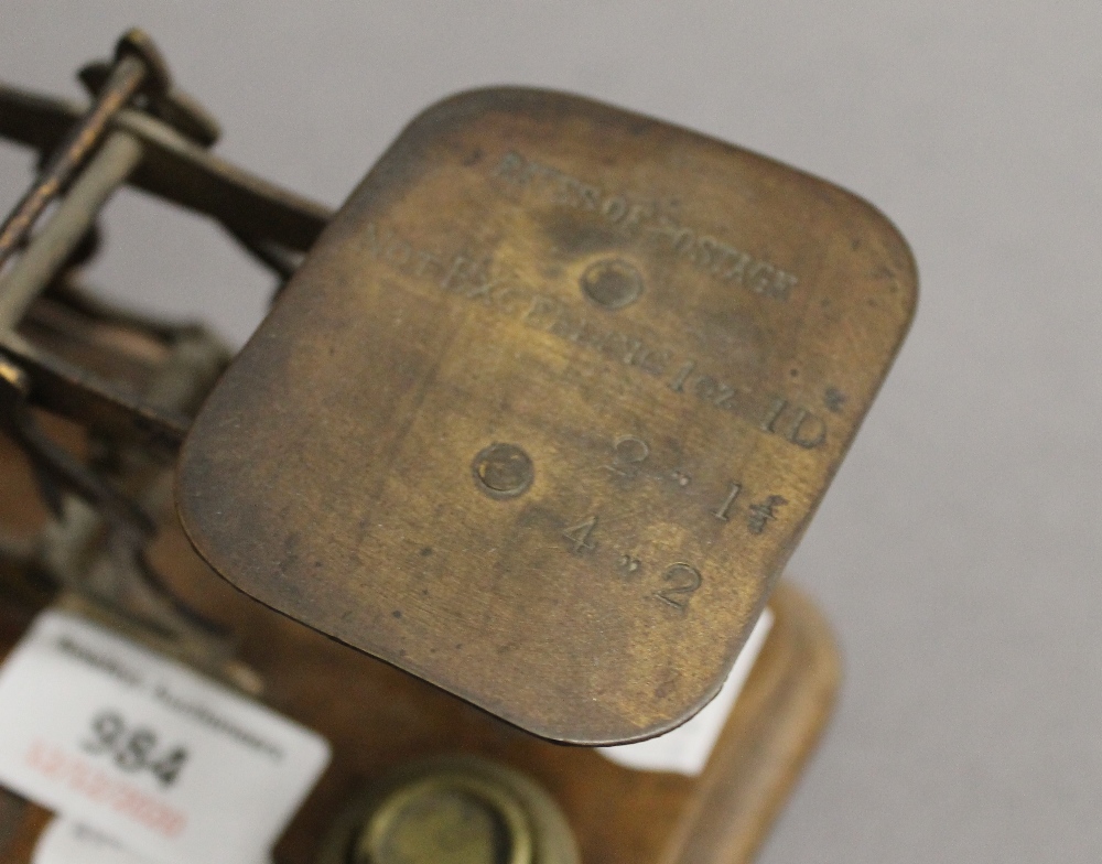 A set of Victorian postal scales and two leather cased tape measures. The former 16 cm wide. - Image 3 of 8