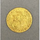 A George III 1762 quarter gold guinea. 2.1 grammes.