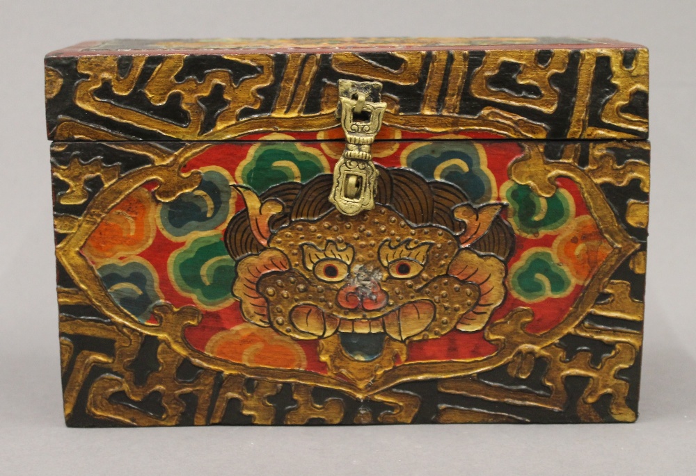 A hand painted Tibetan box. 23 cm wide. - Image 2 of 6