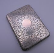 A silver card case with pencil. 7 cm wide. 118.2 grammes total weight.