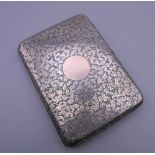 A silver card case with pencil. 7 cm wide. 118.2 grammes total weight.