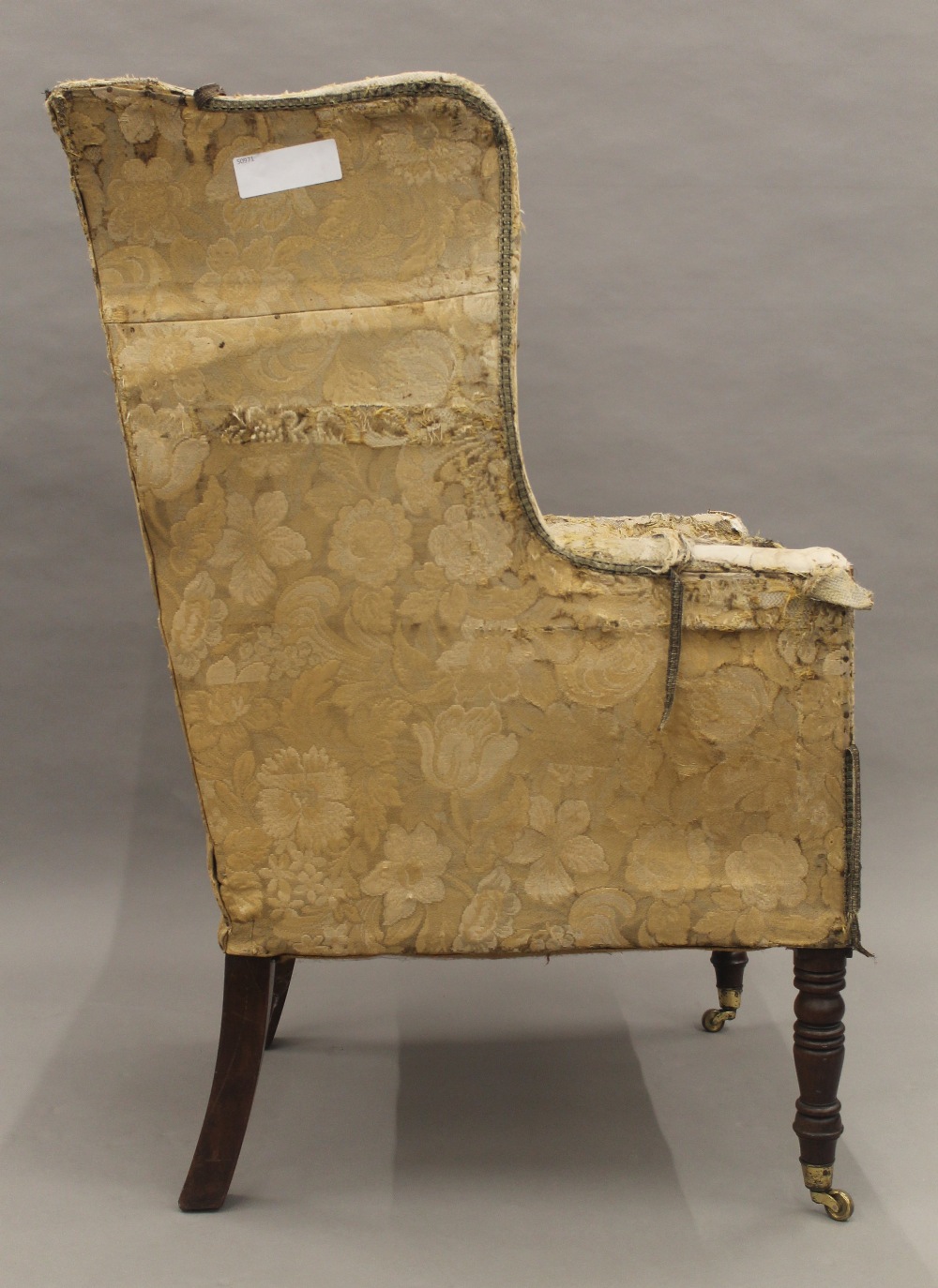 A 19th century upholstered wing back armchair. 73 cm wide. - Image 8 of 8