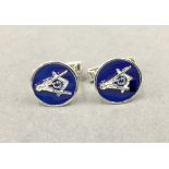 A pair of silver Masonic cufflinks. 1 cm diameter.