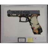 Death NYC, Glock, print, signed, framed and glazed. 45 x 32 cm.